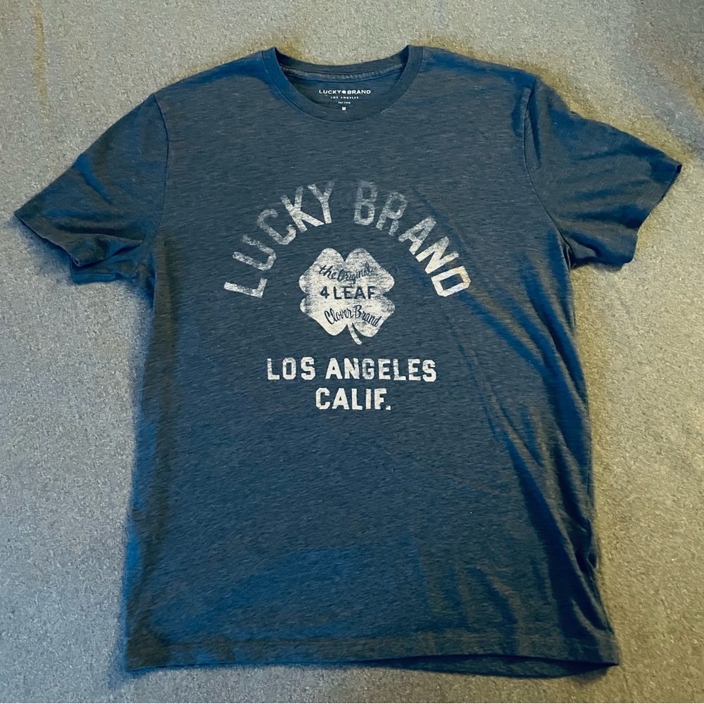 Lucky Brand LA 4-Leaf Clover Shirt Blue size Medium
